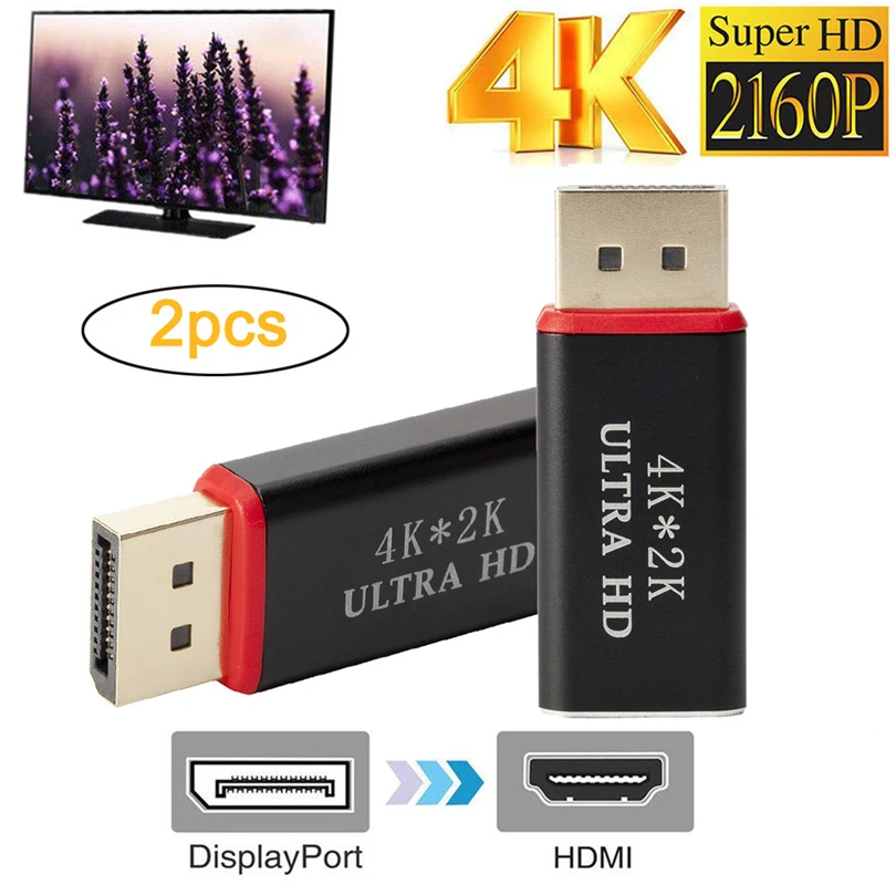 Feniores 2 шт. DP to HDMI конвертер 4 K* 2 K 30 Гц видео аудио разъем Дисплей Порты и разъёмы к HDMI адаптер Женский на обоих концах для подключения внешних устройств к HDTV ПК A20
