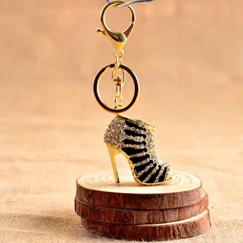 

1PC High-heeled shoes Keychain Car Keyring Rhinestone Crystal Charm Pendant Key Bag Chain Gift Metal Craft MY 009