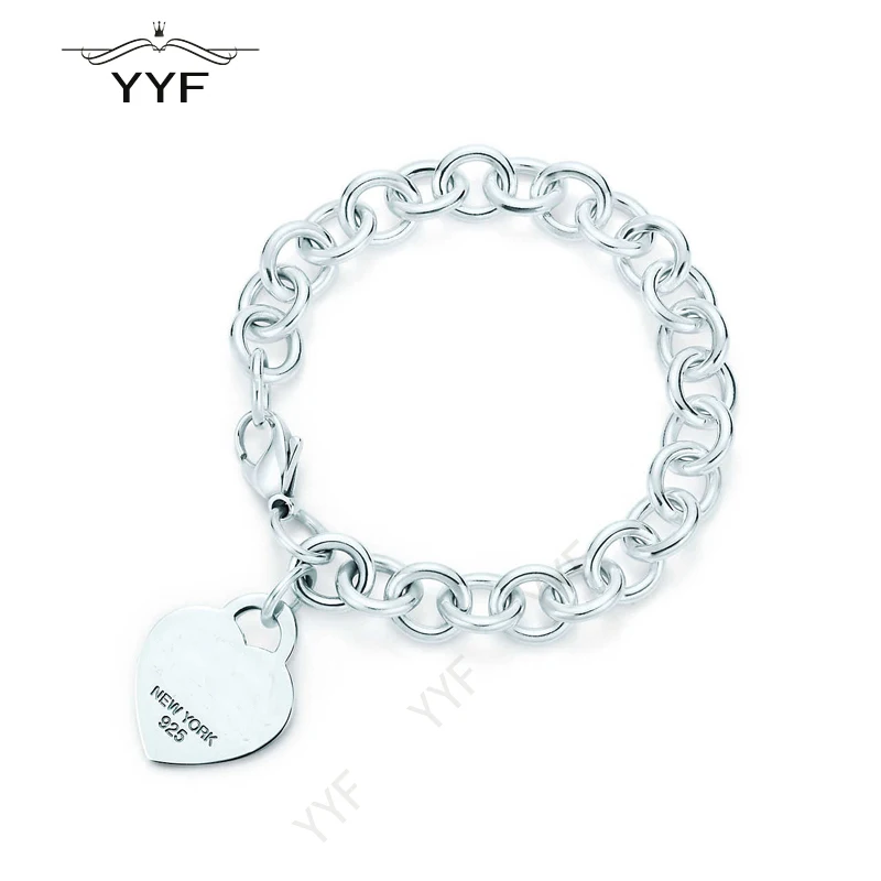 

PY original 100% 1:1S925 TIFF heart-shaped Bracelet Charm elegant temperament Valentine's Day gift fashion trend jewelry