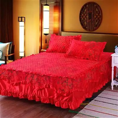 Famvotar необычное хлопковое стеганое кружевное постельное белье, 23 стиля, Цветочная гофрированная кровать, пасторальное хлопковое стеганое кружевное покрывало, Прямая поставка - Цвет: Color 22