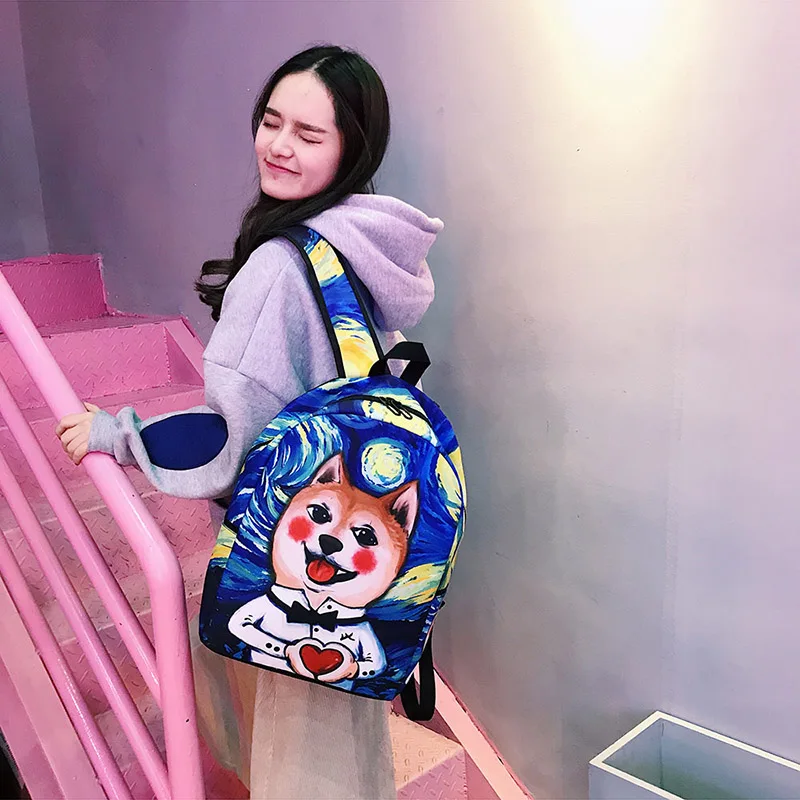 Menghuo New Women Backpacks Girls School Bag 3D Cartoon Cat School Backpack Bag For Girls Printing Backpack Travel Bags Mochilas (35)