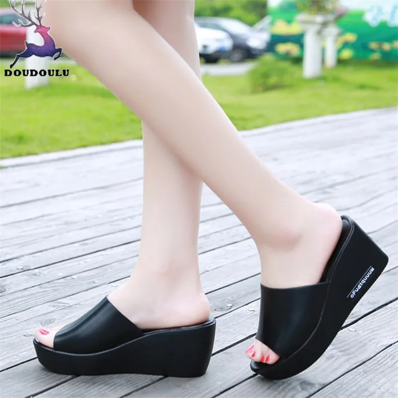 

Casual Women Shoes Fish mouth Platform High Heels Sandals Slope Sandals Slippers 2018 New Summer Shoes Woman zapatos mujer