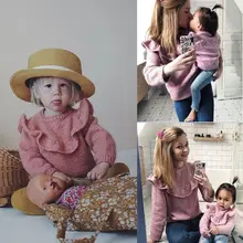 От 0 до 3 лет свитер для новорожденных; зимняя одежда для маленьких девочек; Детский Повседневный свитер с кружевом; топы; зимний теплый вязаный пуловер; Одинаковая одежда для сестер