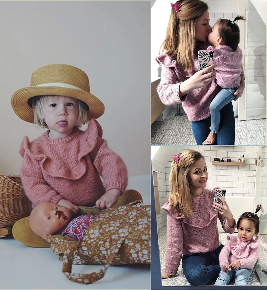 

Hot For 0-3Y Baby Girls Winter Clothes Kids Casual Lace Sweater Tops T shirt Winter Warm Knit Pullover Sisters Matching Clothes