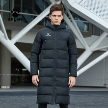 KELME-Chaqueta larga de invierno para hombre y mujer, abrigo de entrenamiento deportivo liso, abrigo de invierno cálido, algodón acolchado, 3881406