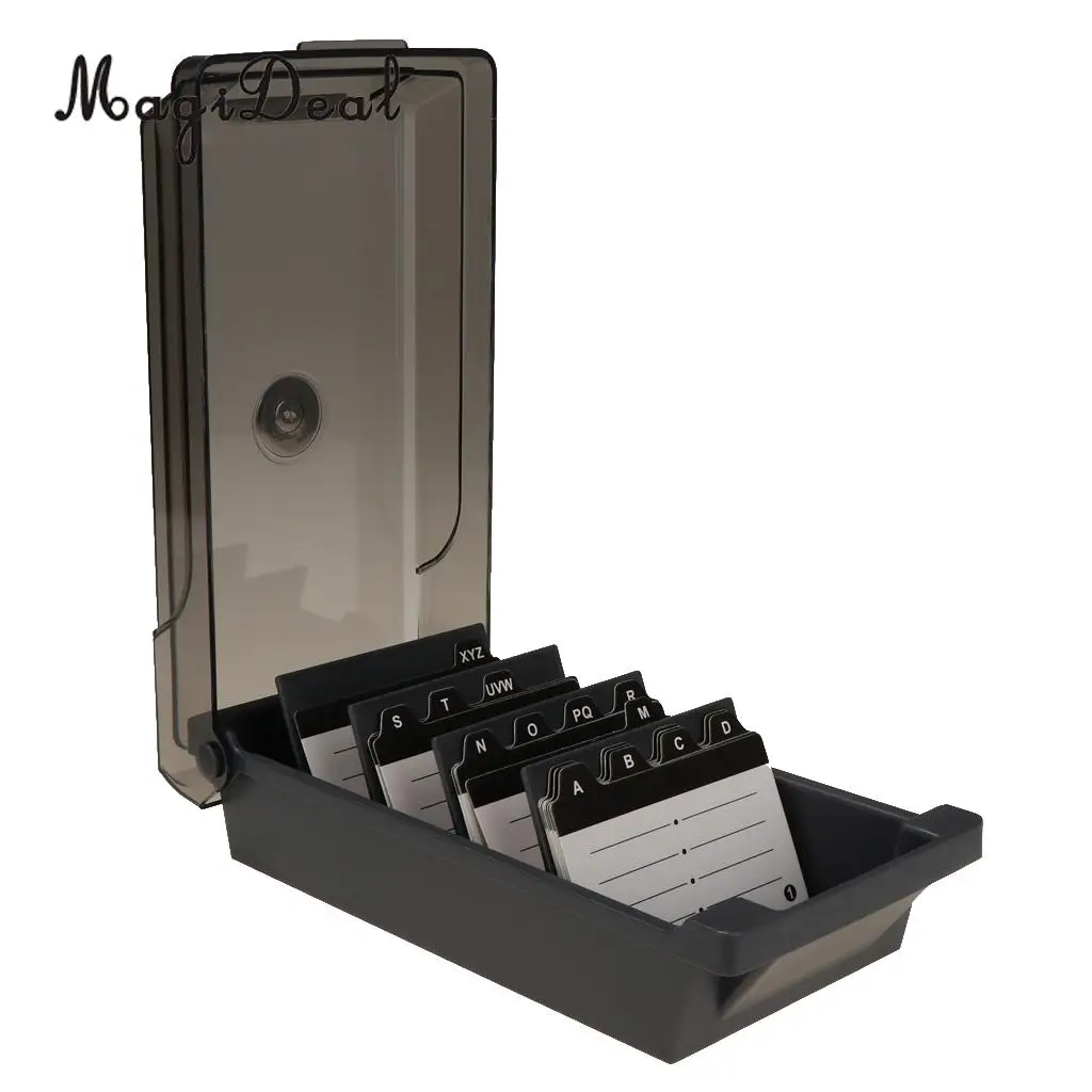 Large Capacity Business Card Holder Box Business Card File Card Storage Box Organizer Index Card Storage Box 4 Divider Board