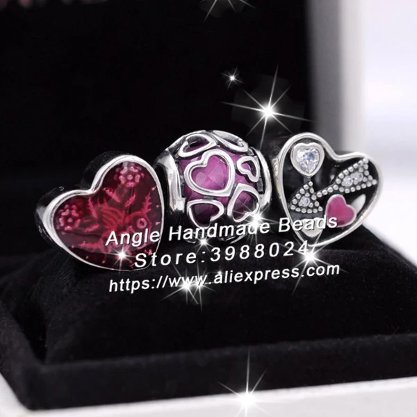 

3pcs S925 Sterling Silver Valentine's Day Love Cz Charms Jewelry Set Fit DIY Bracelets Necklaces Jewelry Making Woman Gift
