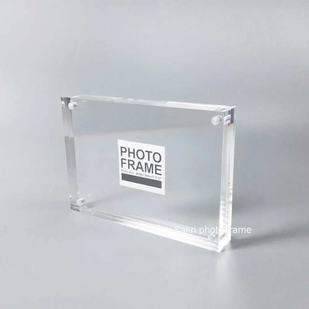 Scribble Acrylic Photo Block 4 x 6 Frame. Clear Free-Standing Desktop  Double Sided Magnetic Picture Display.