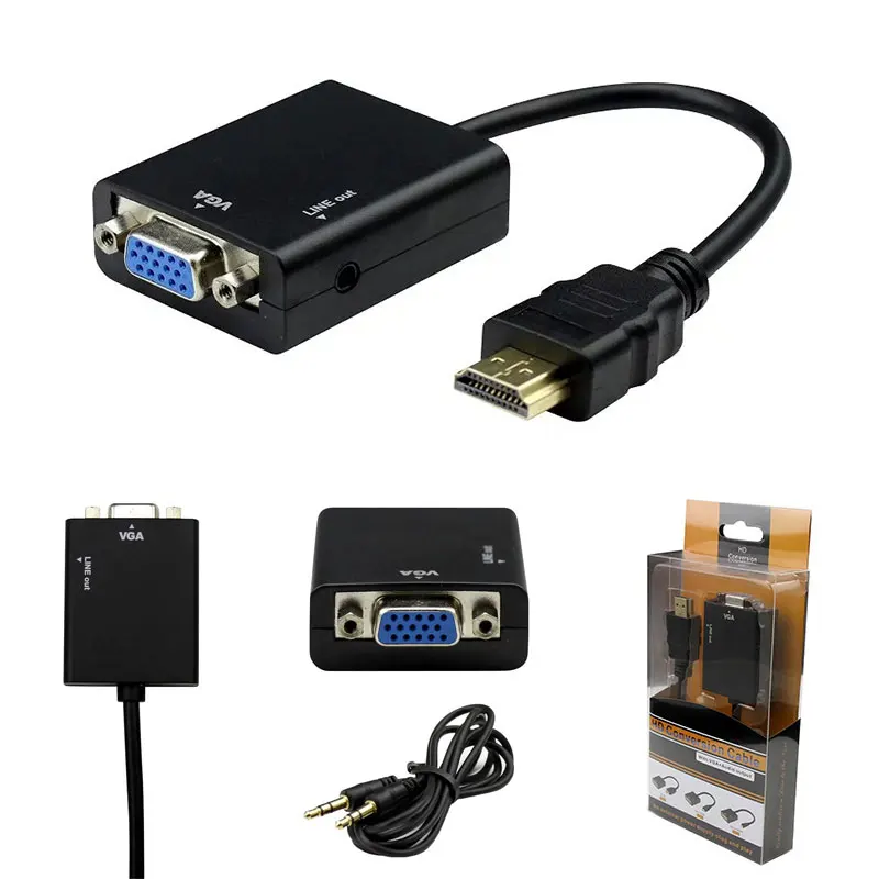 1080P HDMI To VGA Adapter Digital To Analog Video Audio Converter Cable