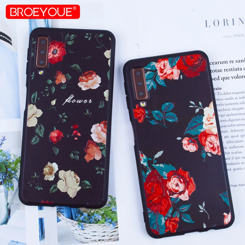 

3D Relief TPU Case For Samsung Galaxy Note 9 8 Case A7 A6 A8 2018 S8 S9 Plus S7 Edge A3 A5 A7 2017 A6 A8 Plus 2018 Floral Covers