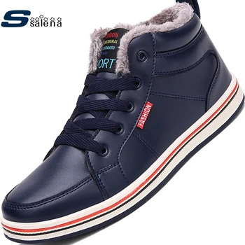 

New design winter men boots with fur warm men shoes brown ankle boots England Retro shoes for mens A734