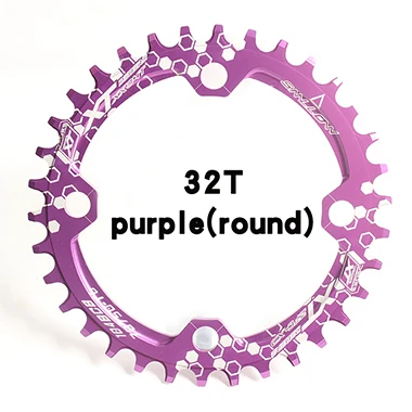 Велосипедный Кривошип узкий широкий 104BCD 32 T/34 T/36 T/38 T круглая форма MTB, велосипедная цепь, велосипедная цепь, круг, шатун, одна пластина - Цвет: purple round 32T