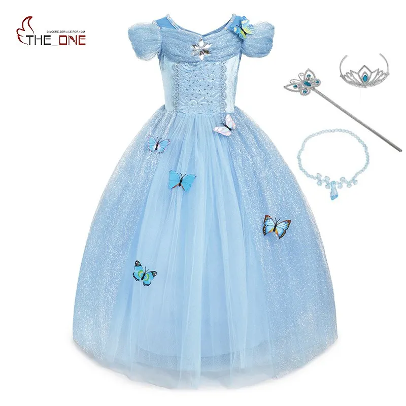 MUABABY Girl Cinderella Dress up Princess Costume Butterfly Kids ...