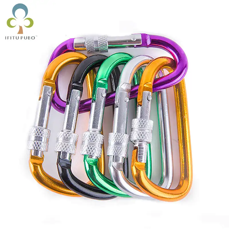 wufeng 5 PCS moschettone in Alluminio D-Ring Clip moschettone Arrampicata Catena Chiave Escursionismo Portachiavi