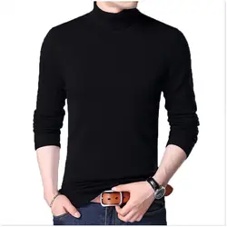 Для мужчин шерстяной свитер в Корейском стиле тонкие однотонные Цвет тонкий Повседневное водолазка с длинными рукавами Для мужчин свитер