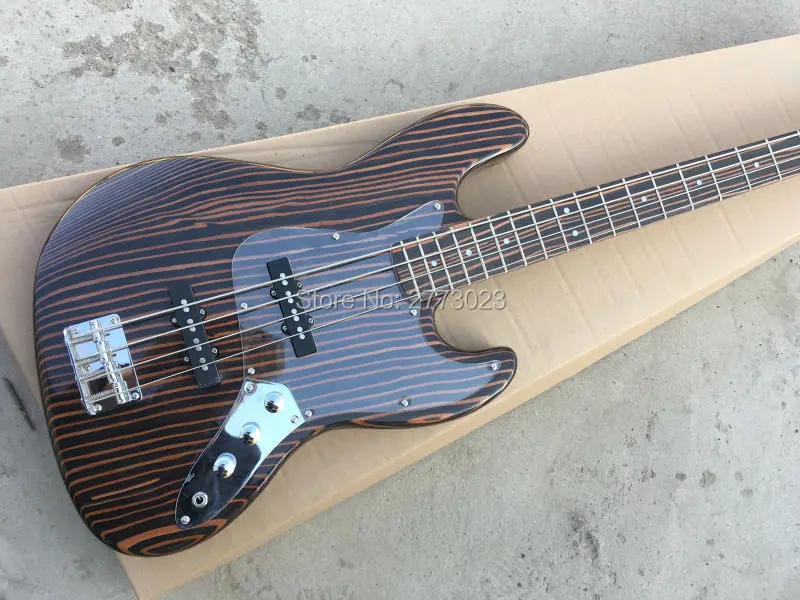 Zebra wood four string bass wood color large inventories of EMS