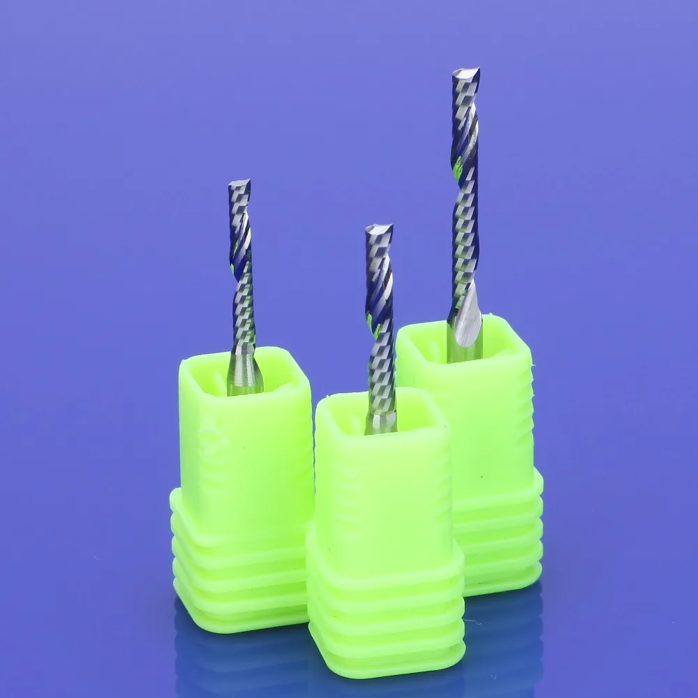 

10pcs 3.175X25X50mm 3A TOP Quality Single Flute Spiral Cutter CNC End Mill Carbide router bit For PVC MDF Milling Cutter