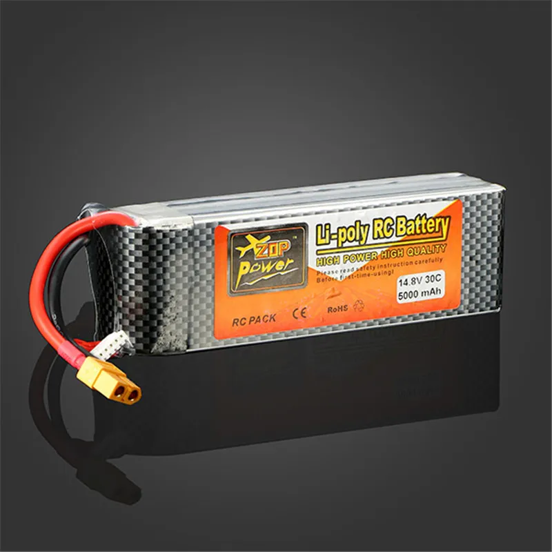 

High Quality ZOP Power 4S 14.8V 5000MAH 30C Battery XT60 Plug RC Rechargeable Battery For RC Helicopter Part