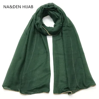 

Gold beads solid women wraps hijab foulard muffler plain fashion hijab pashmina Muslim 10pcs/lot fast shipping