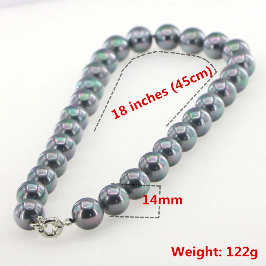 14mm natural black pearl white shell pearl necklace fashion mother birthday gift party jewelry clothing accessories (31)_
