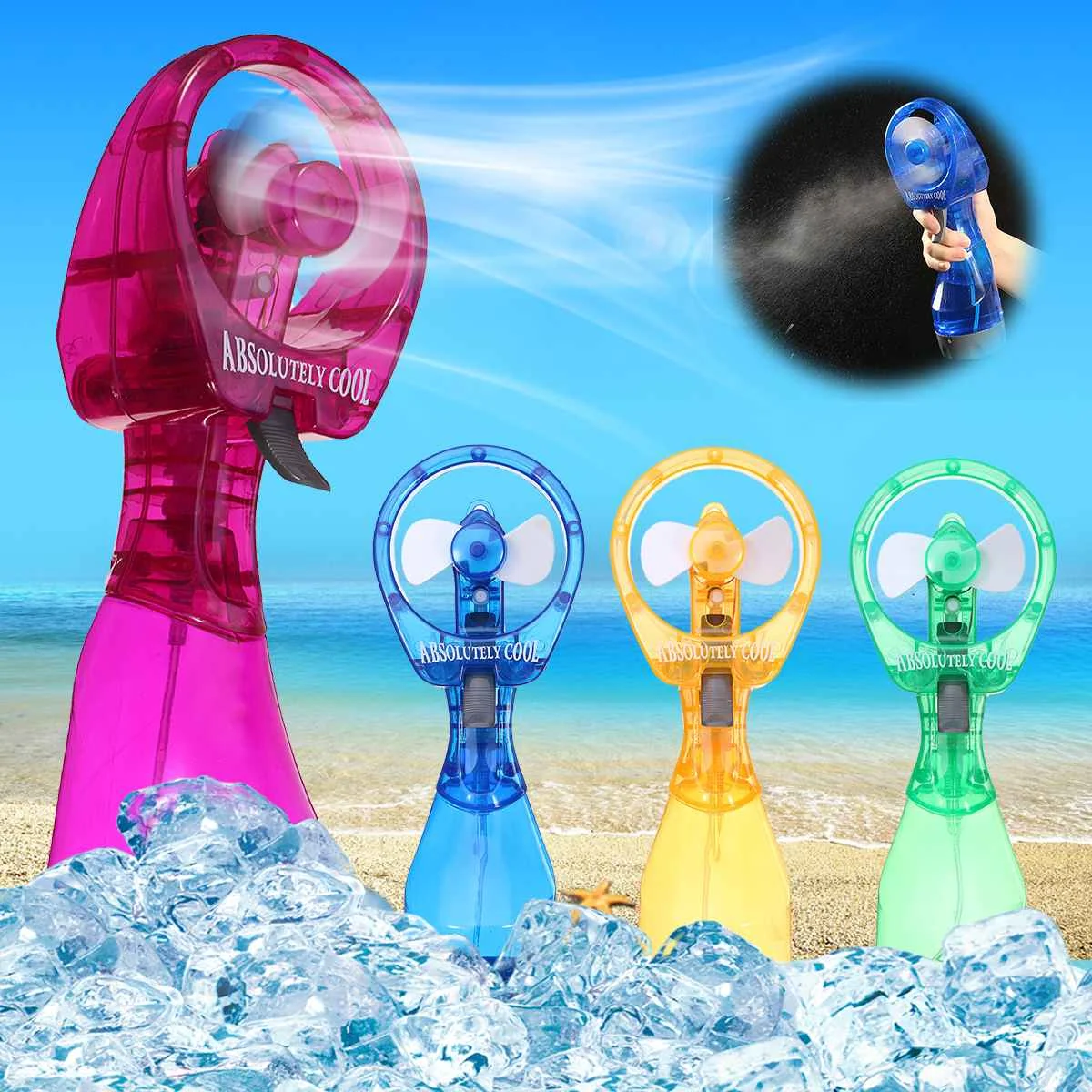 

Portable Mini Hand Held Fans Spray Water Cooling Cool Spray Misting Fan Mist Travel Beach Summer
