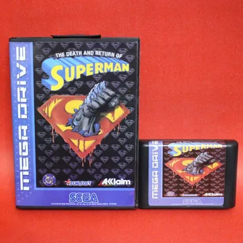 

The Death And Return Of Superman 16 bit MD card with Retail box for Sega MegaDrive Video Game console system