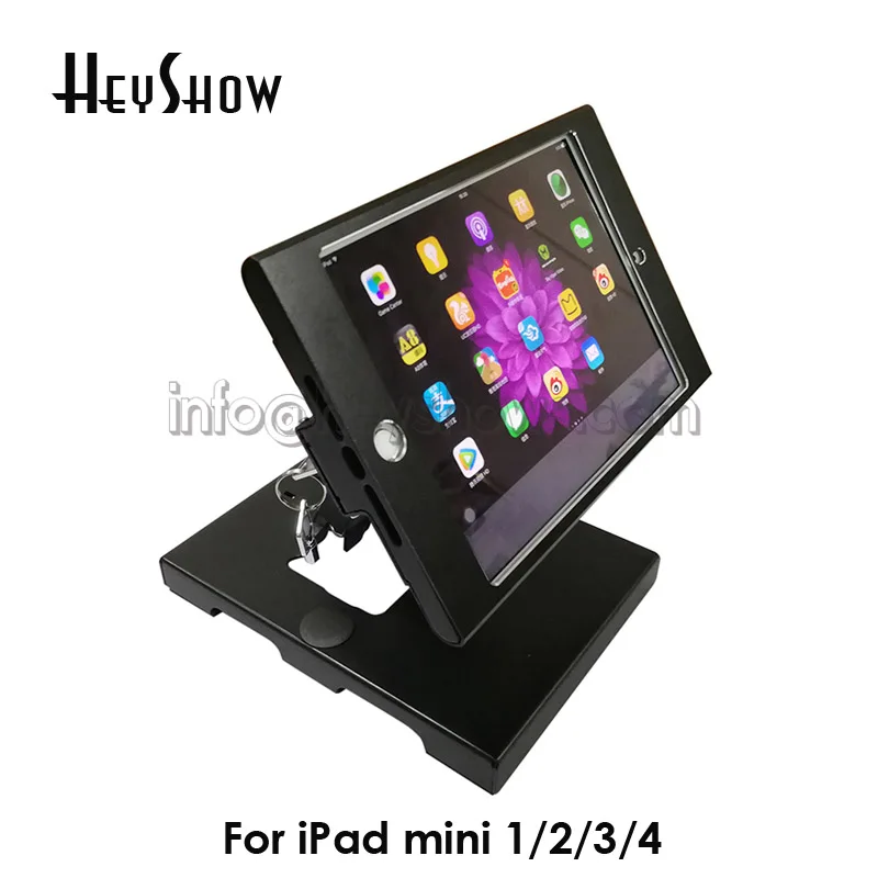 

Metal Mini iPad Security Display Stand Holder, Tablet Mounting Bracket Case, Flexible with Keys, iPad Mini 1, 2, 3, 4
