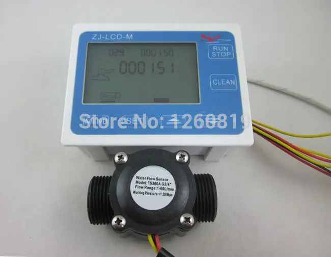 G3/4" Flow Water Sensor Meter+Digital LCD Display Programmable Quantity