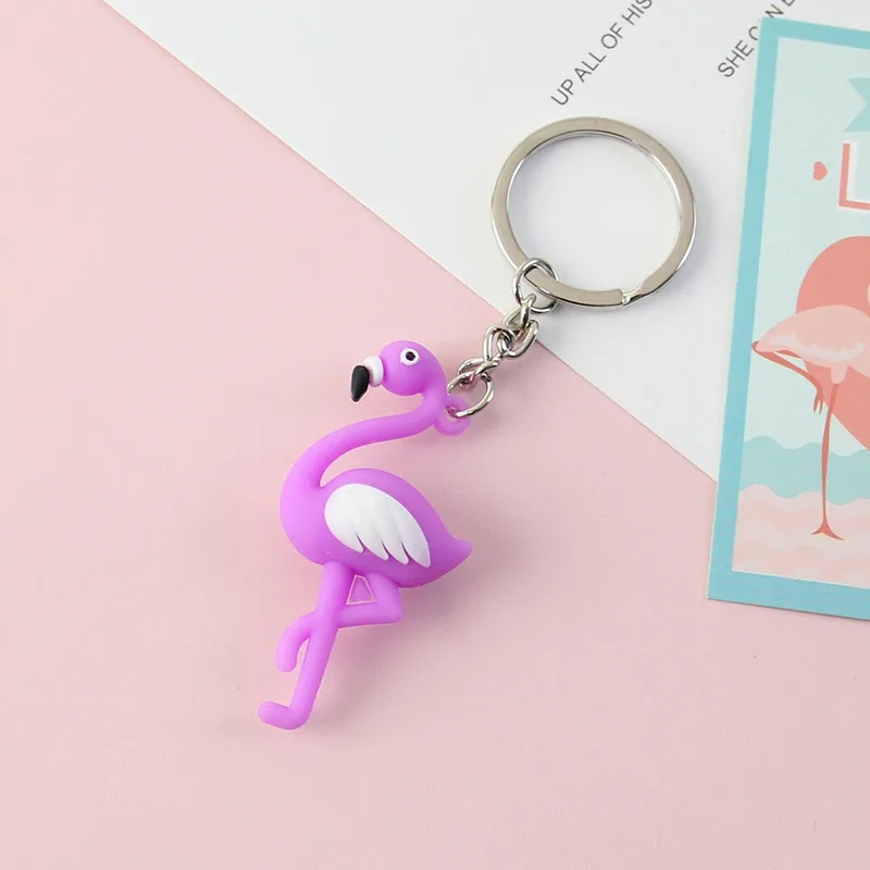 New Cute Flamingo Keychain Women Key Ring Gift Porte Clef Animal Key Chain - Color: 07