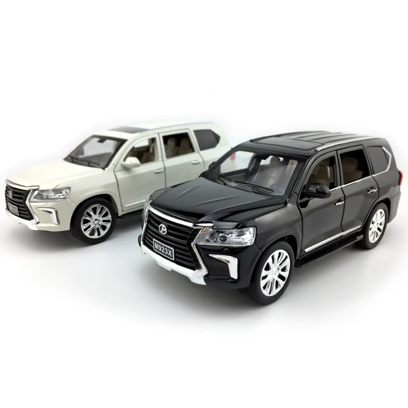 Литая модель автомобиля из 1:24 сплава для Lexus LX570, игрушечный автомобиль отличного качества для коллекции, вытяжной автомобиль со звуком и светильник