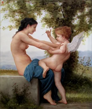 

High quality Oil Painting Gentle Girl and angel on Canvas hand painted #free shipping