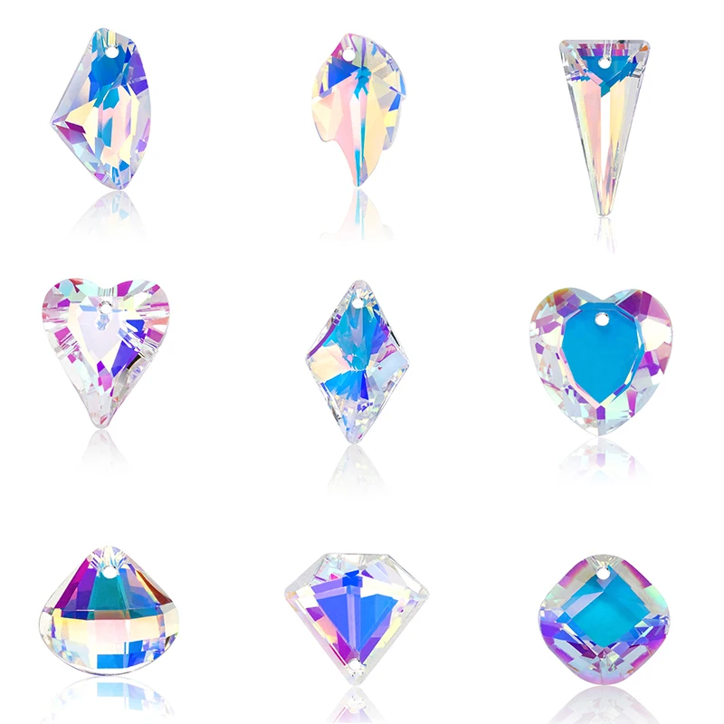

Best quality 12 kinds of crystal Pendant crystal triangle beads heart shape glass beads for Jewelry making Necklaces Earrings