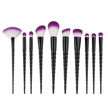 New Unicorn Black Pro Makeup Brushes Set Contour Powder Eyeshadow Lip Blush Foundation Powder Kabuki Brush Set Spiral Handle