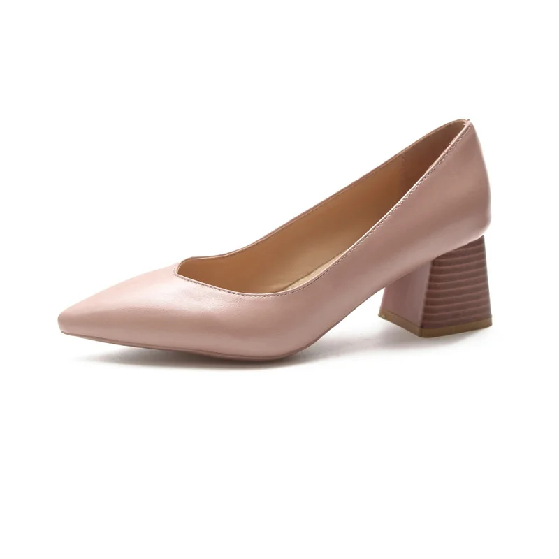 

2019 spring new sleek minimalist solid color high heels comfortable versatile pointed high-heeled casual shoes.