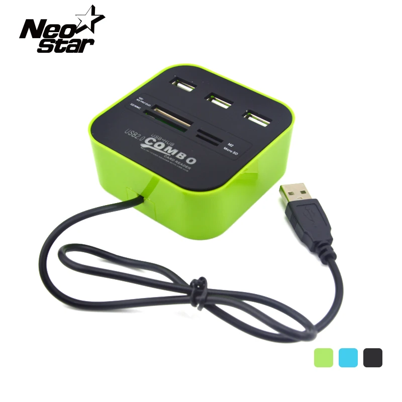 USB хаб NEO STAR с 3 портами 2 0 кардридер для SD/TF/MMC/M2/MS/MP|port usb 2.0|port usbhub card reader |