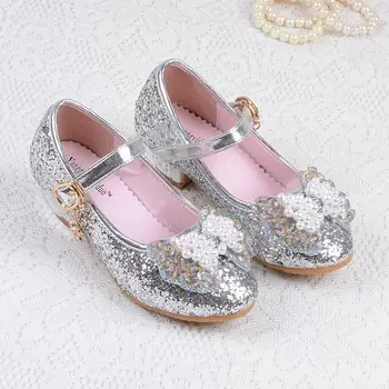 

Children's Sequins Bows Shoes New Fashion Enfants Baby Girls Wedding Princess Kids High Heels Dress Party Shoes Girl Sandal A342