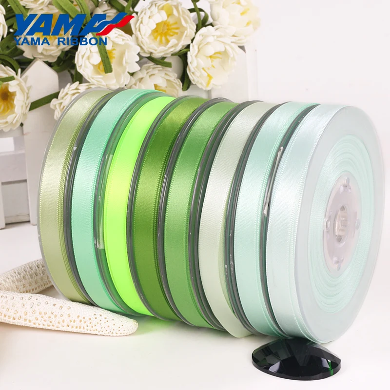 YAMA 25 28 32 38 mm 100yards/lot Double Face Satin Ribbon Light and Dark Green for Party Wedding Decoration Handmade Rose Flower satin ribbons ribbon supplies satin ribbon