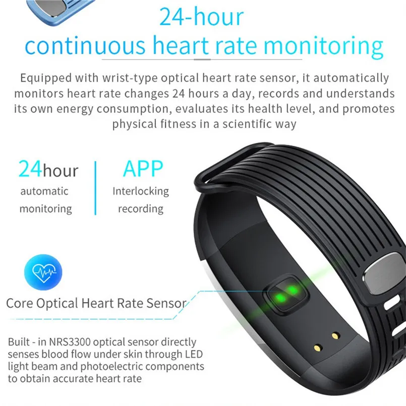 A18 Bluetooth Heart Rate Blood pressure Monitor Sport Smart Watch Pedometer for Android IOS 0.96Inch TFT Colorful Screen 40MR2718
