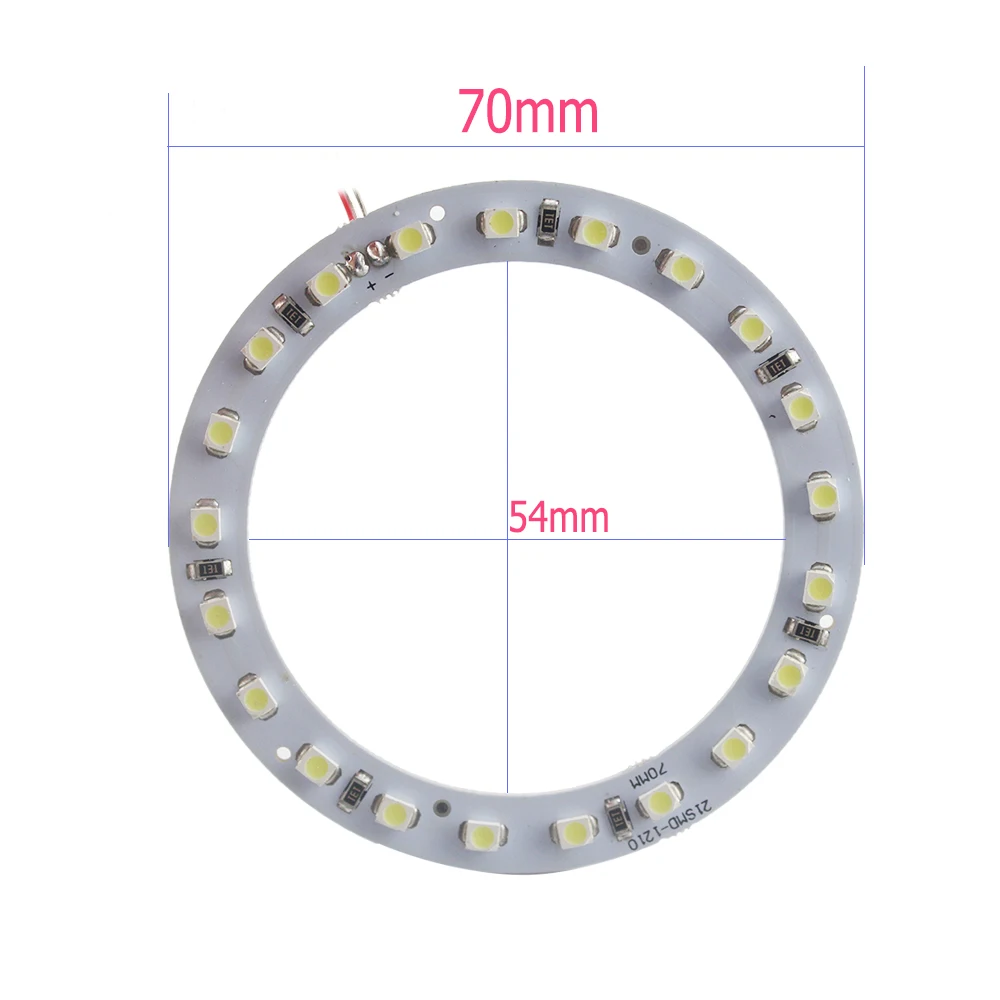 YM E-Bright 2 шт. Angel Eye 1210 21 светодиоды 70 мм 3528 7 см фары Halo Кольцо 12 В DC 21 SMD для автомобильных фар холодный белый