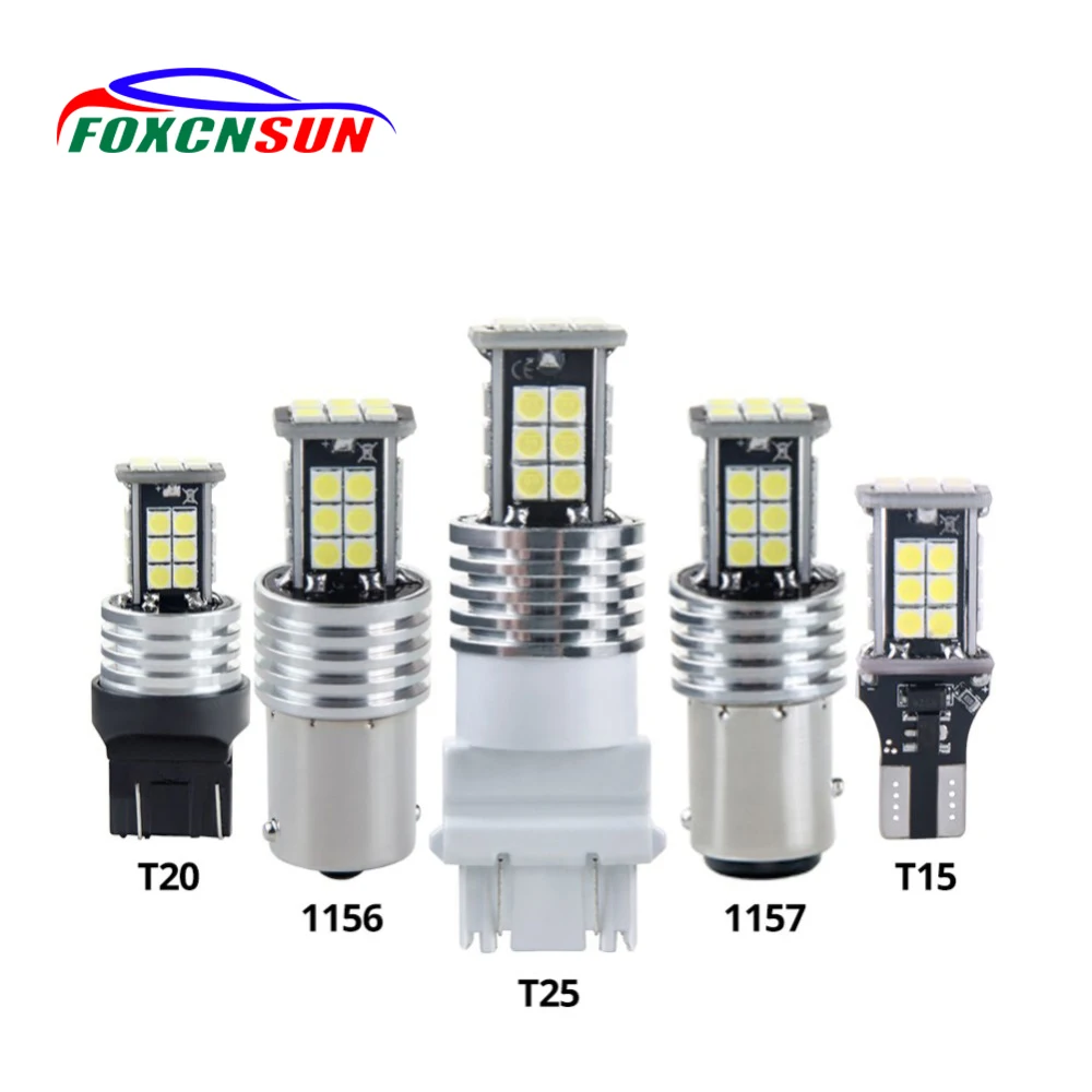 Foxcnsun 2 шт. T15 T20 T25 1156 1157 Белый SMD Автомобильная светодиодная лампа Break Light указатель