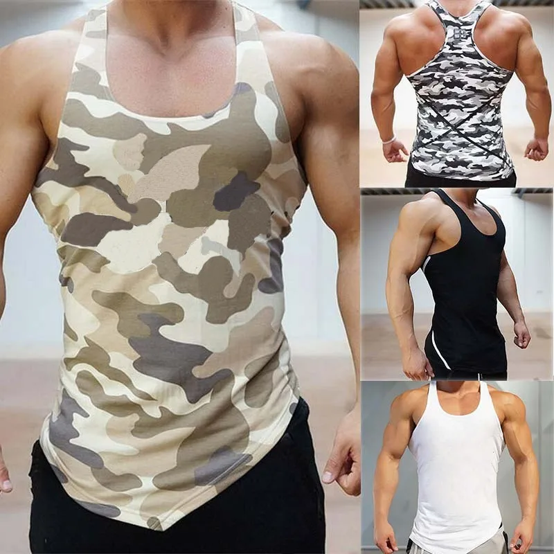 

Zogaa Summer New Men Close-fitting Vest Fitness Elastic Casual O-neck Breathable H Type All Cotton Solid Comfortable Undershirt