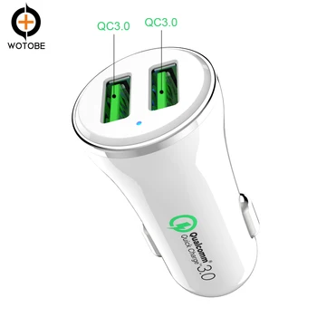 

wotobe white mobile accessories wholesale multi dual QC 3.0 charger,2 ports QC3.0 universal usb car charger