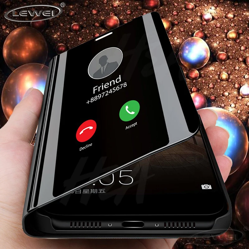 

LEWEI Smart Mirror Flip Case For Samsung Galaxy S9 S8 Plus S7 Edge Clear View Phone Cover For Samsung Galaxy Note 9 8 Case