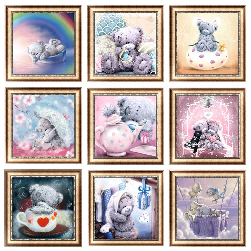 Fine time Diamond Embroidery 5D DIY Painting Cartoon Patch Bear Pattern Mosaic Resin Round Home Decoration | Дом и сад