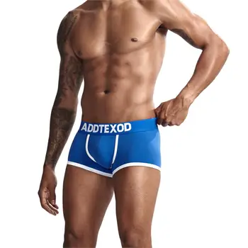 

ADDTEXOD Brand Male Panties Breathable Boxers Cotton Men Underwear U convex pouch Sexy Underpants Homewear Shorts