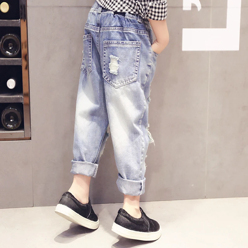 Ripped Jeans Light Blue Jeans Ripped Jeans Boys Girls Kids Denim Pants Casual Children S Jeans Kids Denim Trousers Aged 2y 8y Jeans Aliexpress