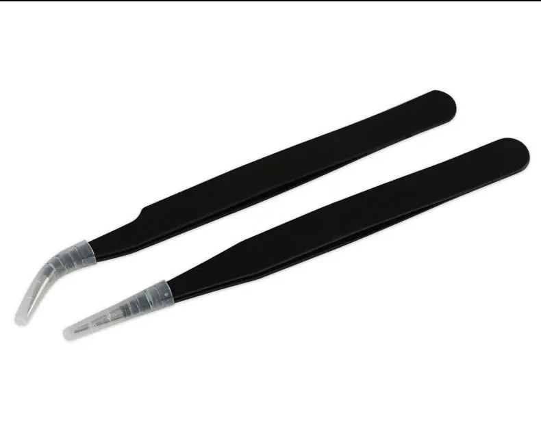 Черные изогнутые прямые пинцеты для бровей из нержавеющей стали, антикислотные щипцы, стразы, инструмент для сбора ложных ресниц, инструмент для дизайна ногтей