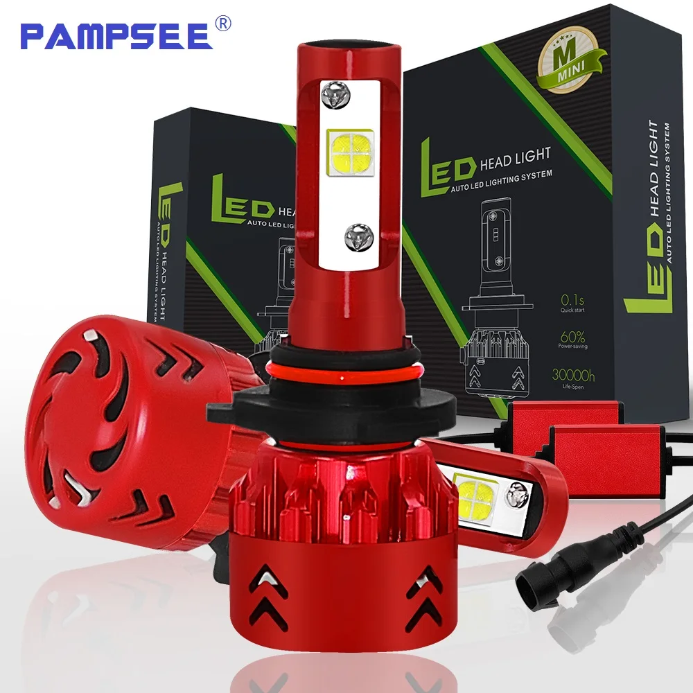 PAMPSEE M7 Hi Lo Beam H4 Car LED Headlight Bulbs 80W 9600LM H7 HB3 HB4 SMD Automobile Headlamp 9005 9006 Front Lights 6000K | Автомобили и