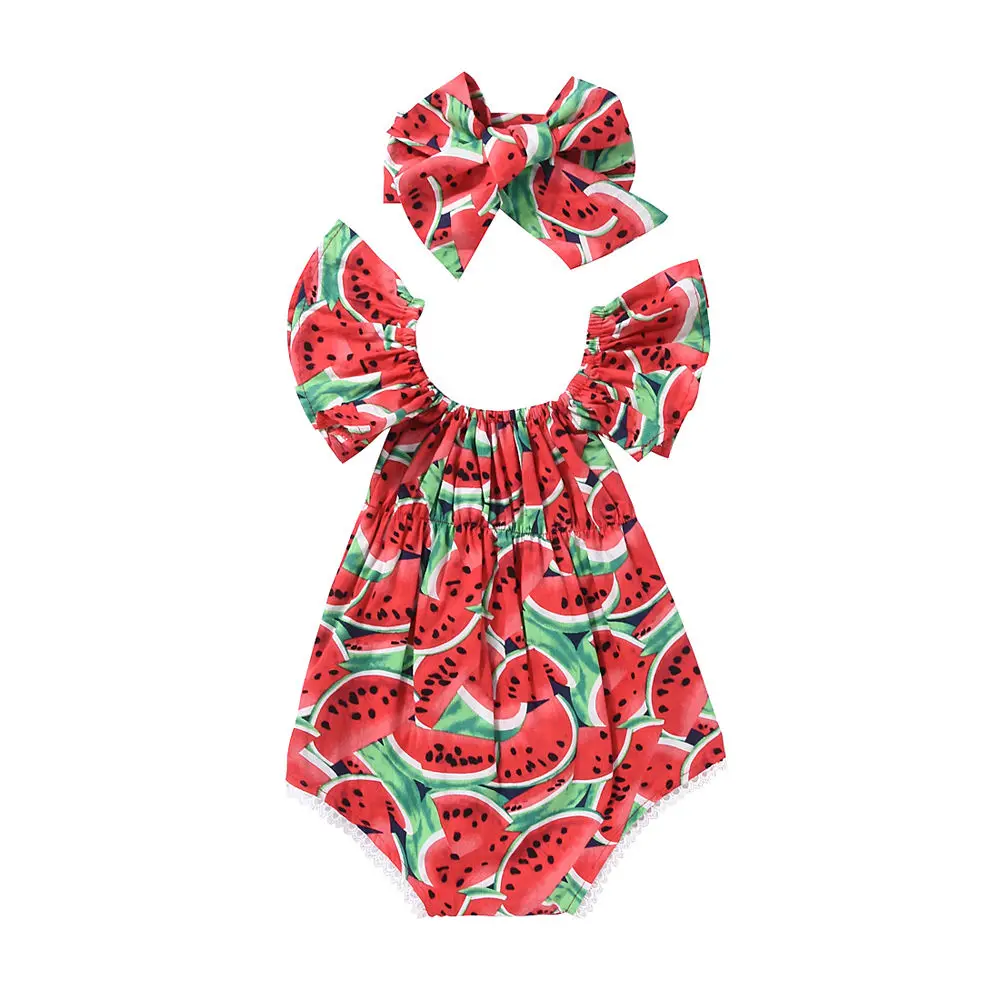 

Sweet Baby Girl Romper Short Sleeve Outfit Sunsuit Newborn Infant Fruit Print Jumpsuit Summer One-pieces