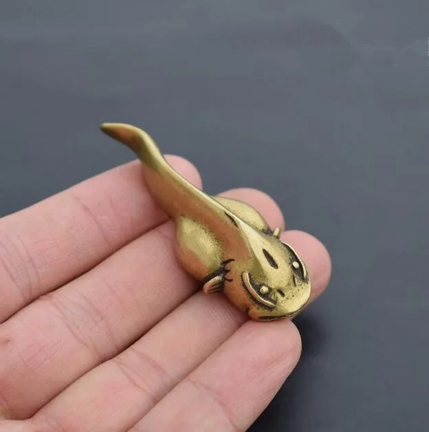 

China collection archaize brass catfish small statue